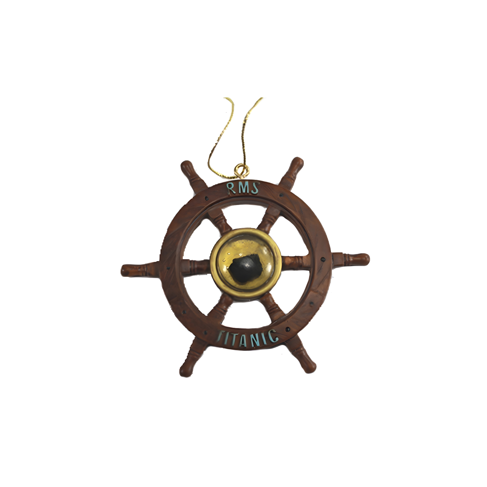 Captain's Wheel Ornament with Authentic Coal