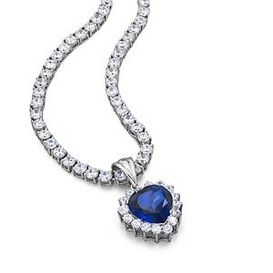 Neck. Blue Heart sapp/cz