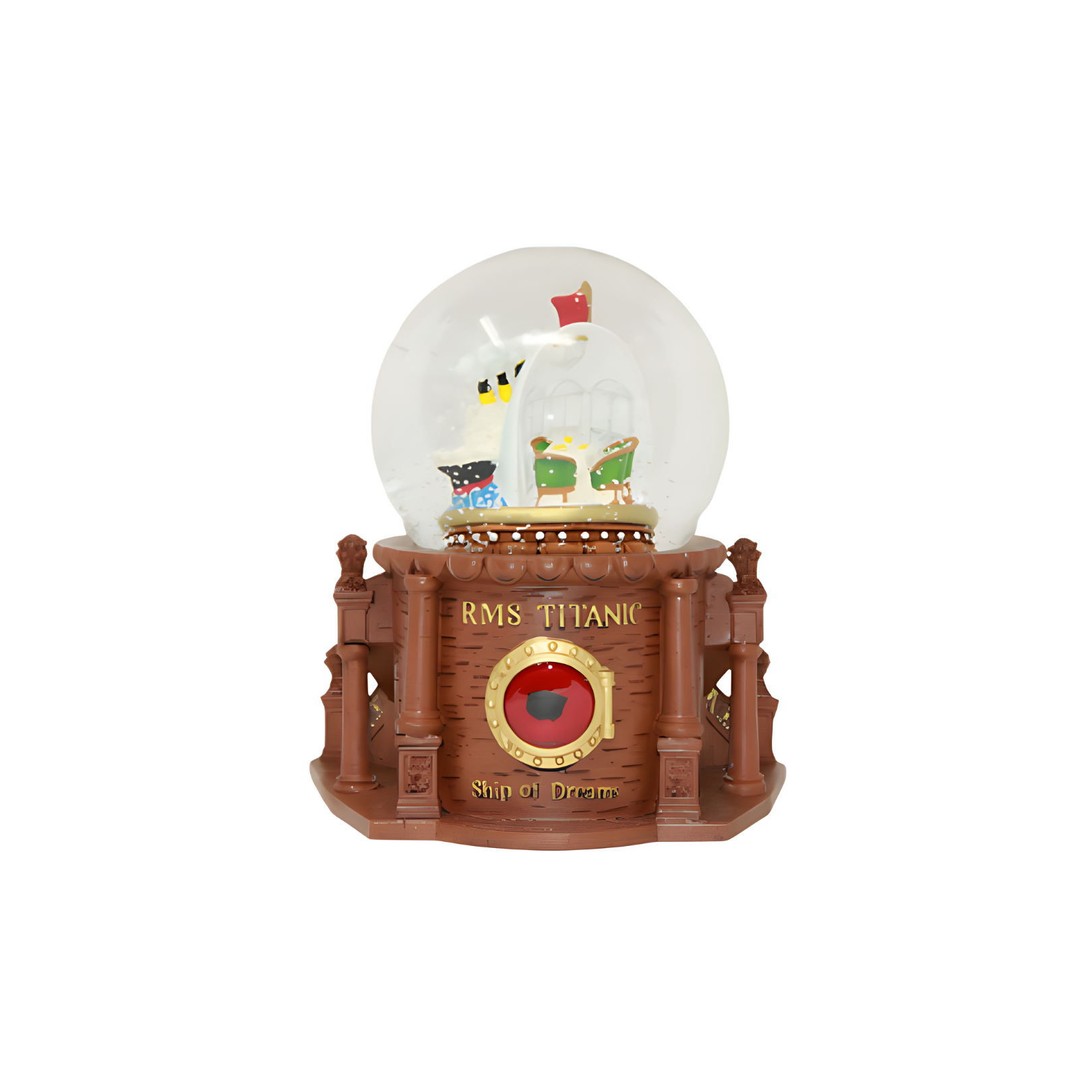 Titanic Grand Staircase Musical Snow Globe with Authentic Coal