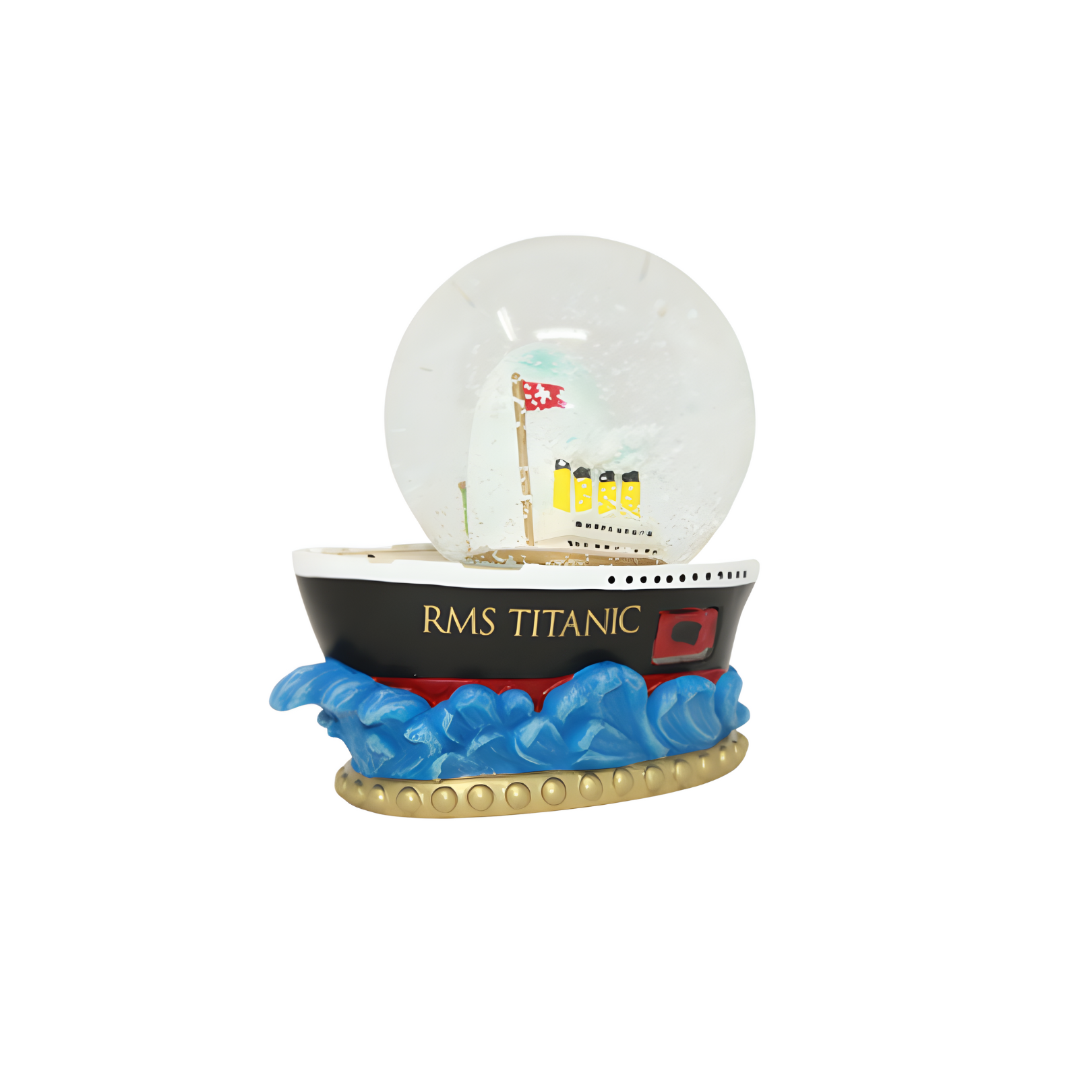 Titanic Wave Snow Globe with Authentic Coal