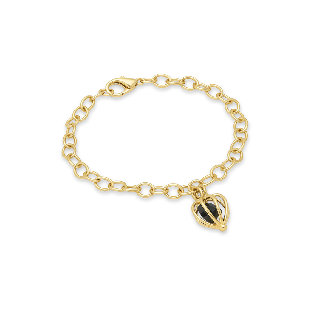 Goldtone 7.5" Bracelet cage with coal in pouch