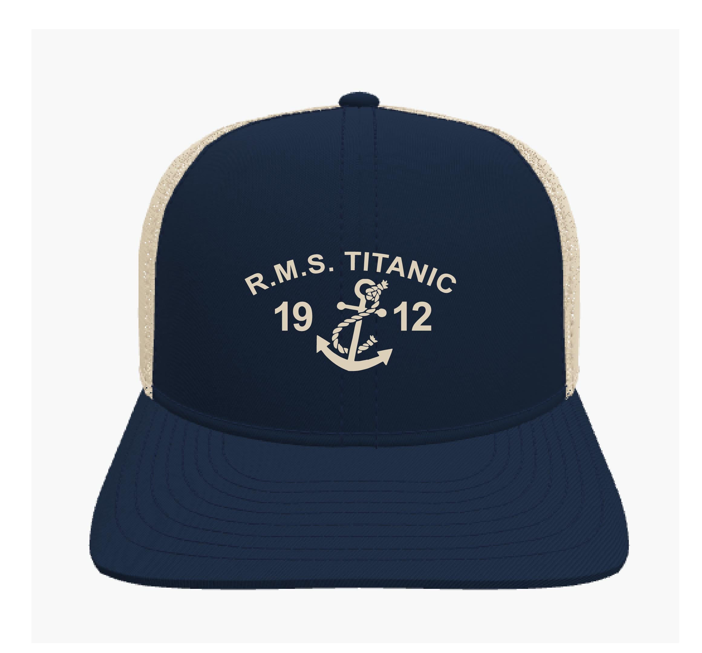 Cap-Trucker Mesh /Navy/Wht- RMS Titanic anchor 1912
