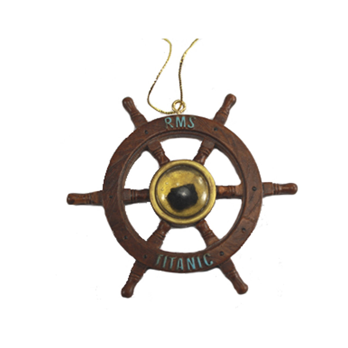 Captain's Wheel Ornament with Authentic Coal