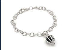 Silvertone 7.5" bracelet Cage charm with coal inside