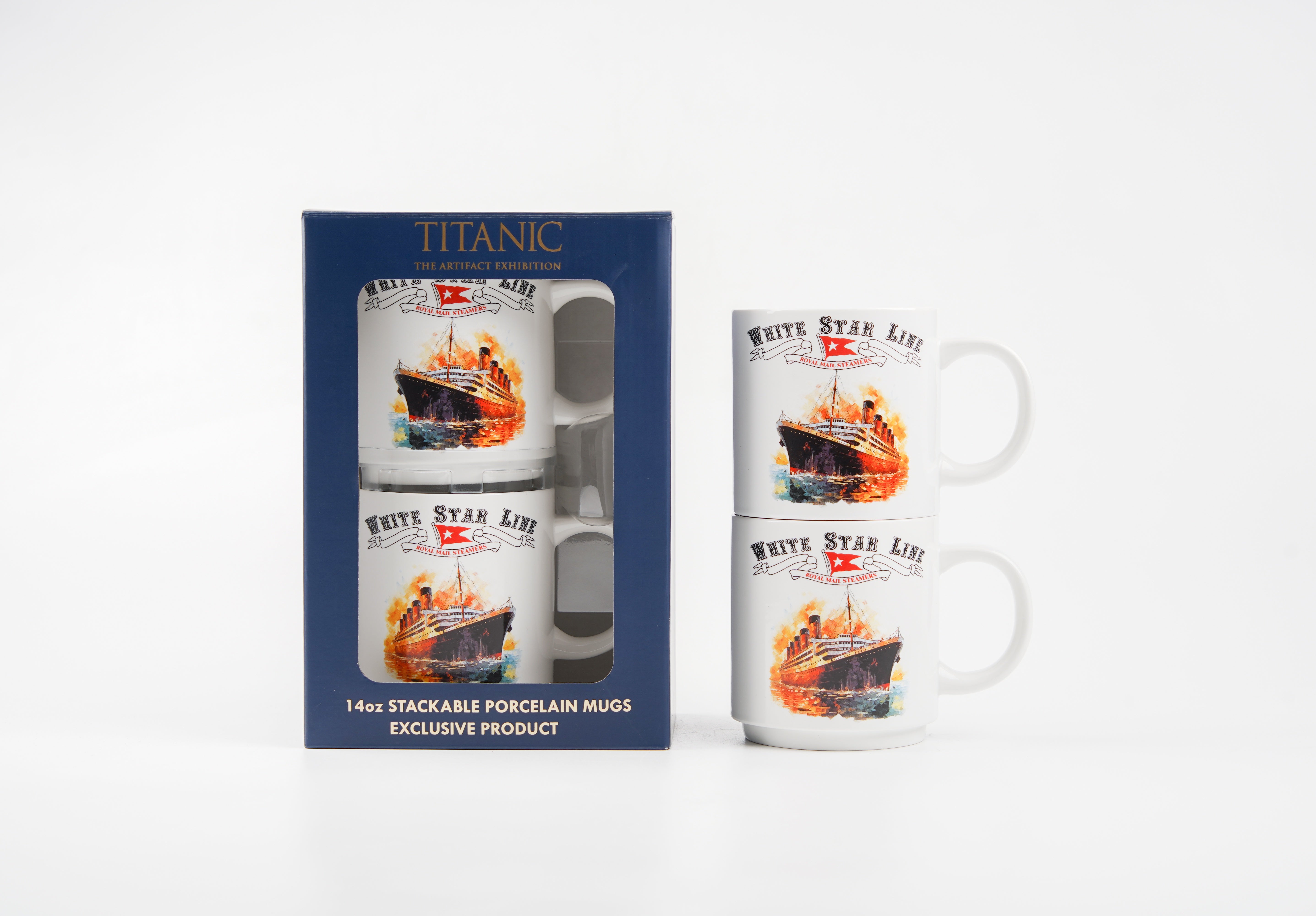 14oz Stackable Mugs s/2 Antique Boat WSL