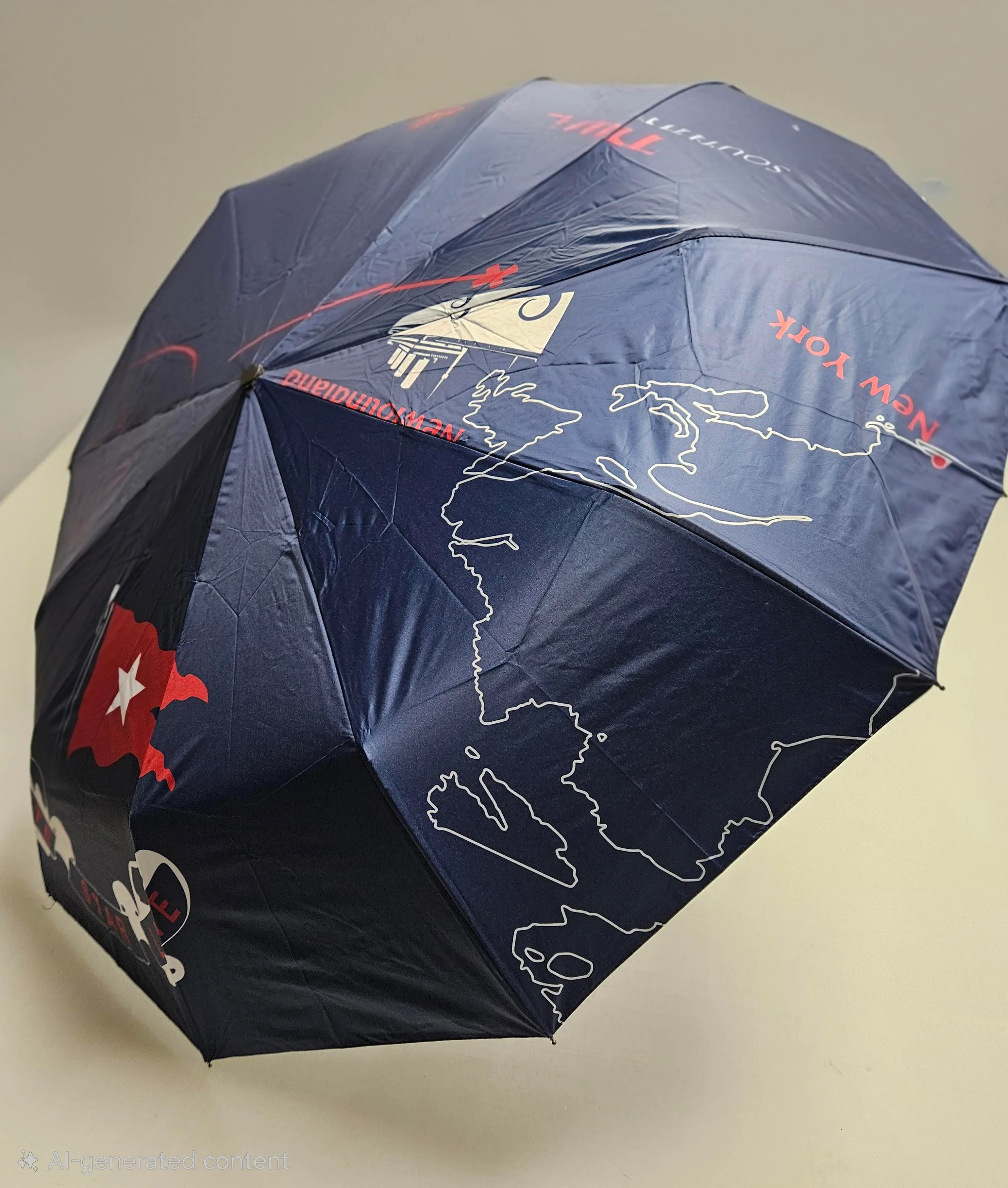 Titanic Navy Umbrella with map design