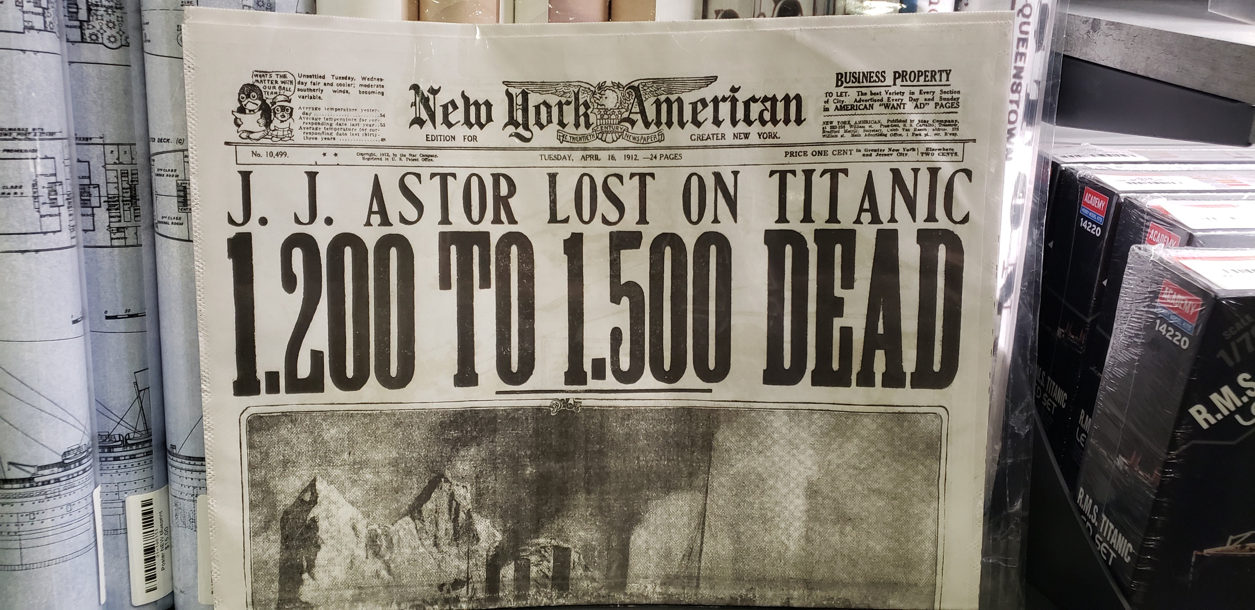 New York American Titanic Replica Newspaper
