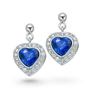 Earring Blue Heart sapp/cz